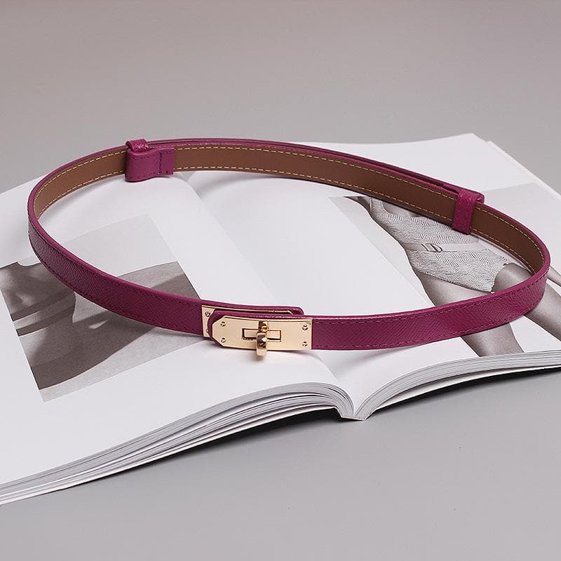 Belt Female Ornament with Skirt Sweater Coat Simple All-Match Black Thin Belt Accessories Cowhide Waist Seal