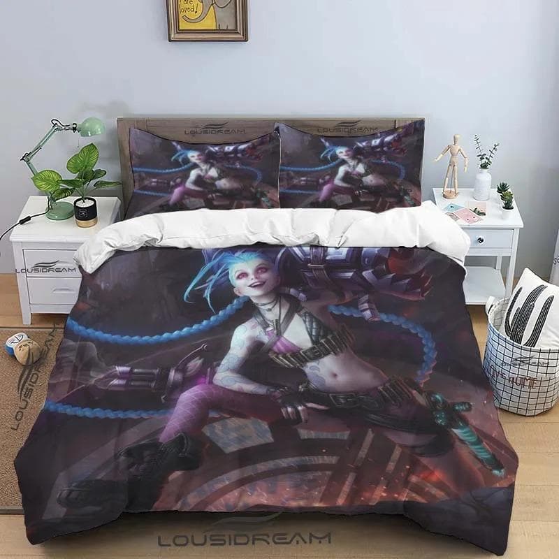 Cartoon Jinx Arcane: League of Legends Bedding Set King Twin Double Boys 3 Piece Mircofiber or Polyester Duvet Cover Set 150x200cm 3pcs