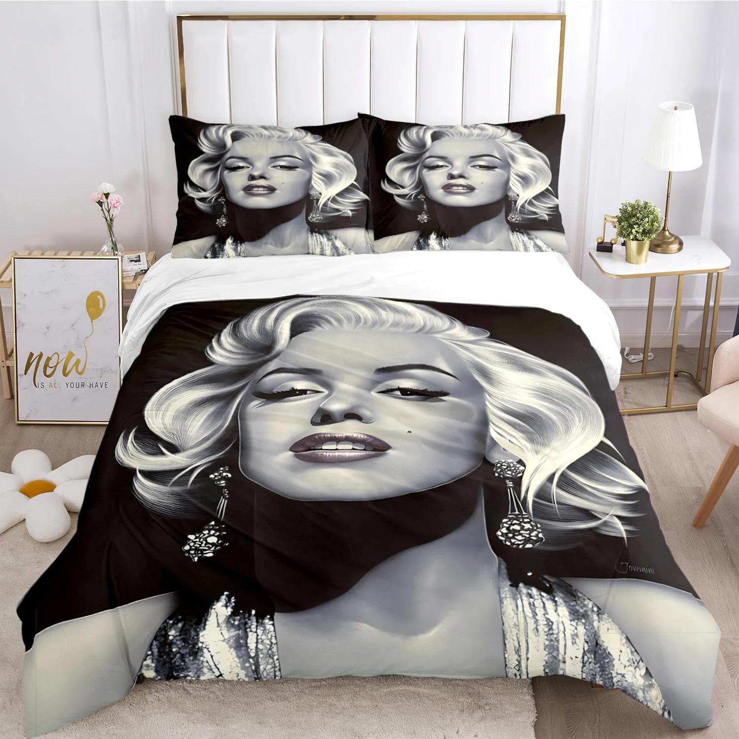 Marilyn Monroe Duvet Cover Comforter Fear Bedding sets Soft Quilt Cover and Pillowcases for Teens Boy Single/Double/Queen/King 140X200cm-2pcs