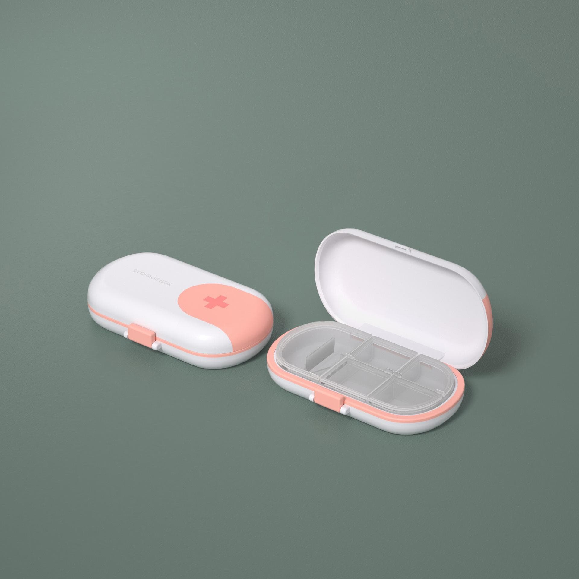Portable 4 Grids Travel Pill Case with Pill Cutter Organizer Pill Box Medicine Storage Container Drug Tablet Plastic Pillboxes pink