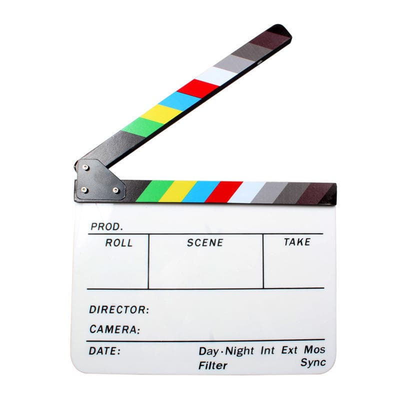 Acrylic Clapboard Dry Erase Director Film Movie Clapper Board Slate 9.6 * 11.7  with Color Sticks