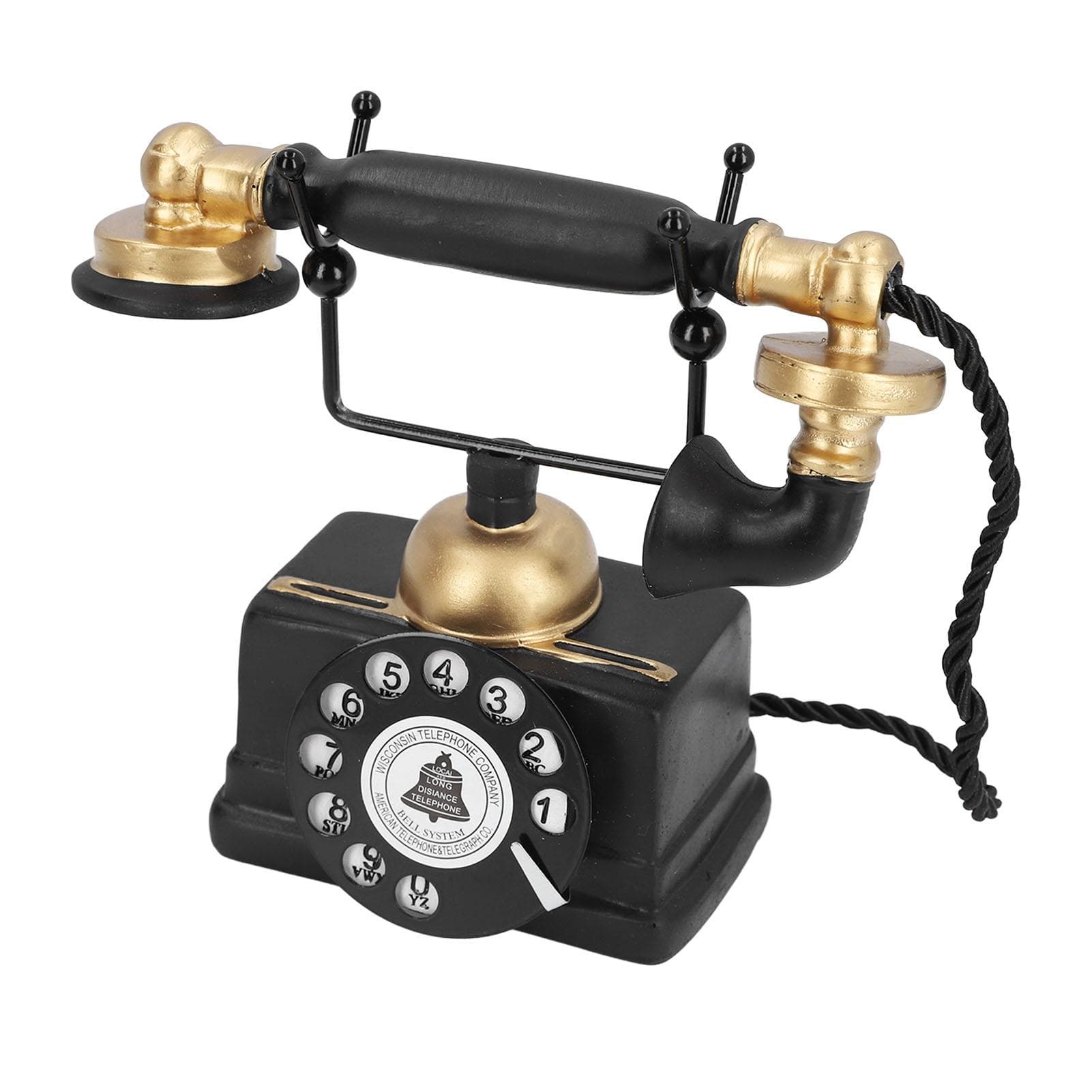 Retro Telephone Ornament Antique Corded Landline Telephone Decor Vintage Rotating Dial Phone Model