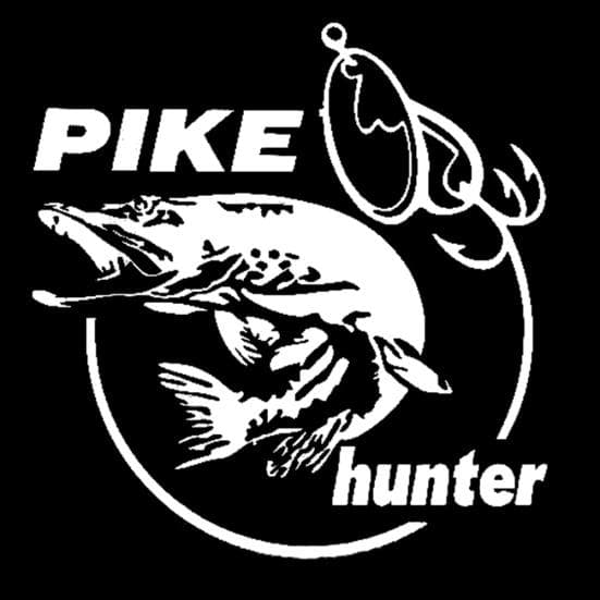 Pike Hunter Fish Car Sticker Reflective PET Decal Auto Door Window Laptop Decor black