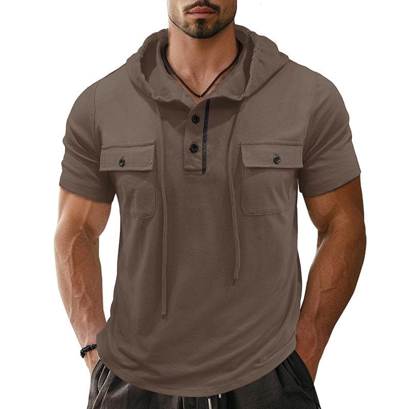 Men's Soft Short Sleeve Hoodie Lightweight Pullover Summer Casual Hooded Sweatshirts Breathable T-Shirts Moisture Wicking Dry Fit Shirts for Men XL khaki