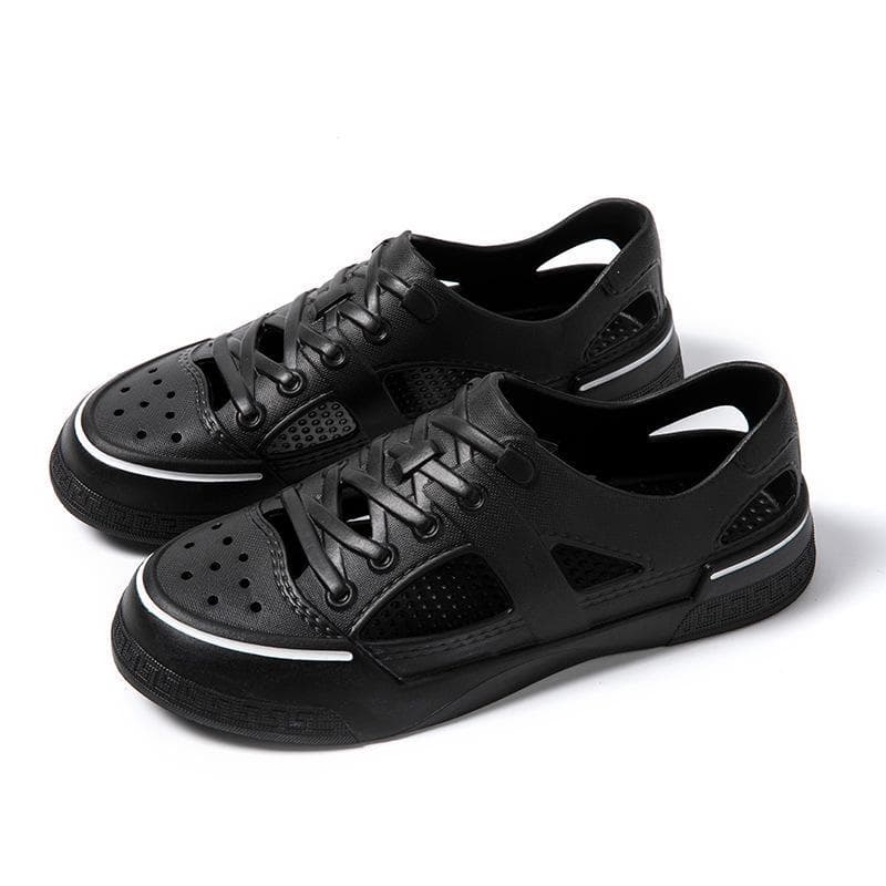 LUCHI 2024 Non-Slip Beach Sandals: Breathable Soft Bottom Casual Shoes for Couples 37 black