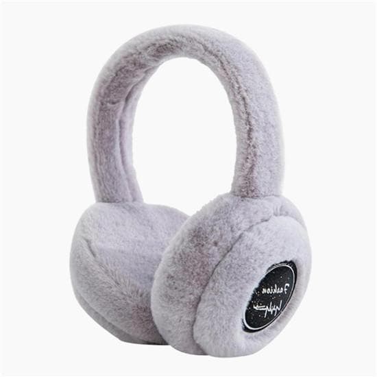 Wireless Bluetooth Headphones Warm Fluffy Earmuff Winter Earphones Outdoors Sports Stereo Headset grey