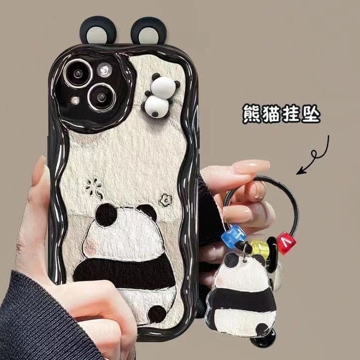 Cute Cartoon Animal 3D Ears Panda Pendant Soft Phone Cases For IPhone 15 Pro Max 14 11 13 12 Mini XR 6s 6 8 7 Plus X XS SE Cover For iPhone 13