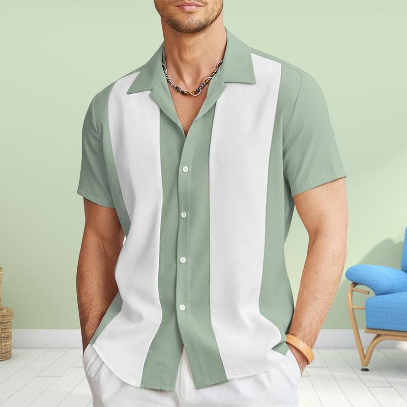 Men's Handsome Stripes 3D Print Shirt Button Up Shirt Casual Shirt Summer Shirt Short Sleeve Daily Vacation Clothing 4XL green