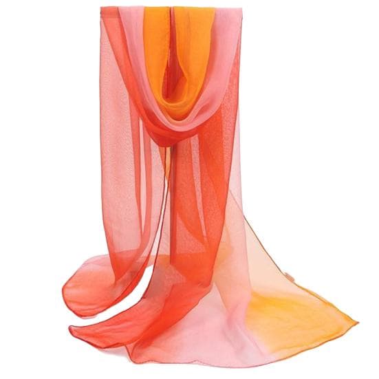 Soft Chiffon Scarf Sunscreen Popular Female Gradient Color Shawl dark orange