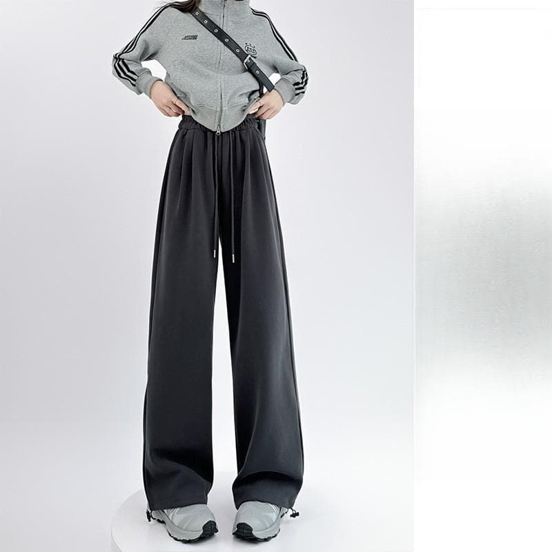 Women's Pants Women's Autumn New Thin Straight Sweatpants High Waist Narrow Wide Leg Pants XL