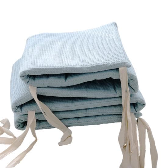 Infant Crib Liner Soft Texture Detachable Washable One-piece Baby Crib Bumper Protector Cushion for Home 60cm blue
