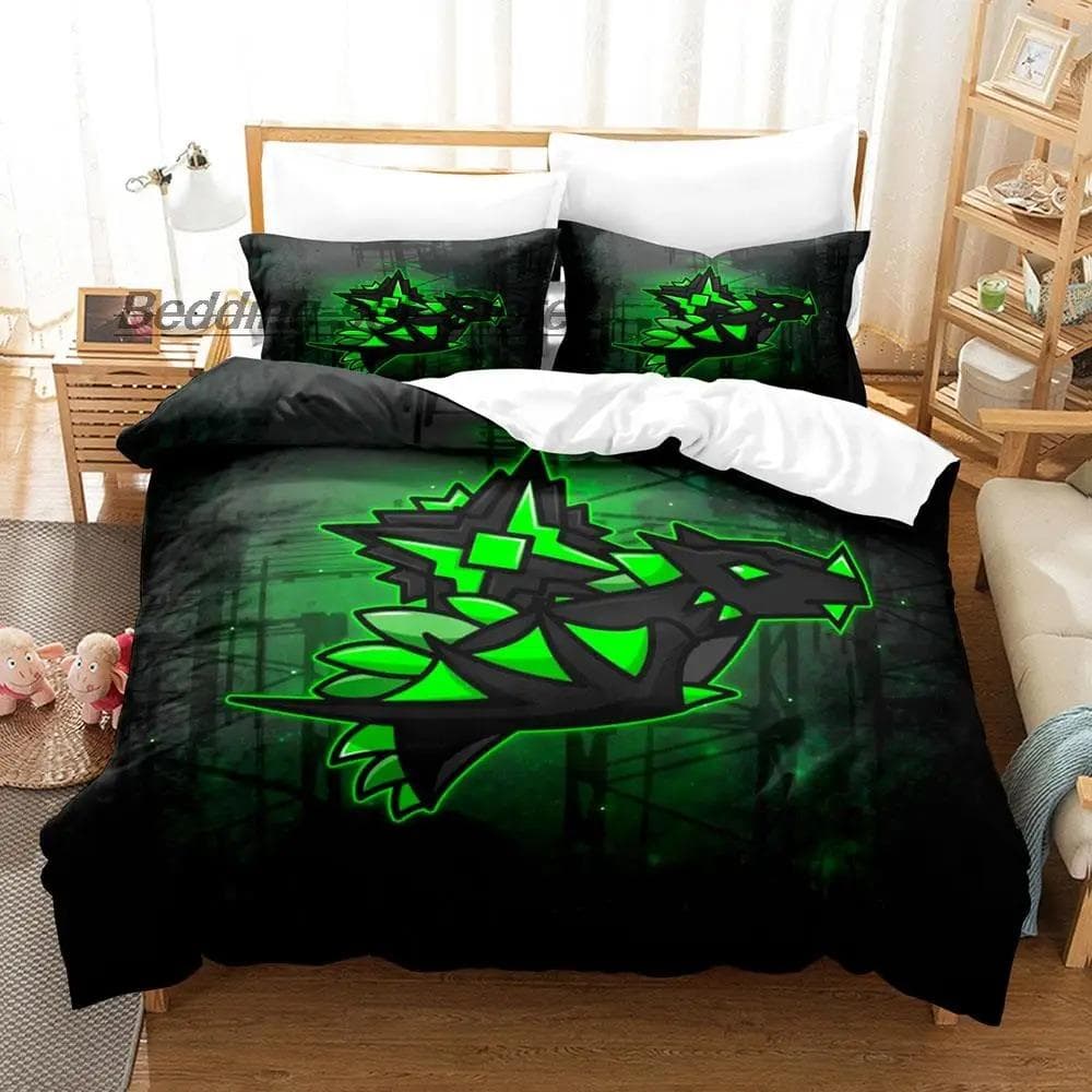 Hip Hop Angry Geometry Dash Bedding Set Single Twin Full Queen King Size Bed Set Game Bedroom Duvetcover Sets Anime Bed 70x133cm 2pcs