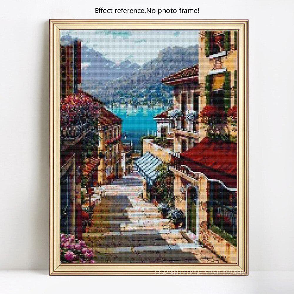 5D DIY Diamond Embroidery Landscape City Seaside Full Round Drill Diamond Painting Cross Stitch 20X30CM