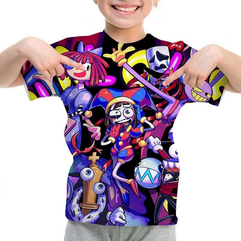 The Amazing Digital Circus 3D Printed T-shirt Classic Kids Short sleeved Top Clothing Boys and Girls Fashion Short sleeved 160cm