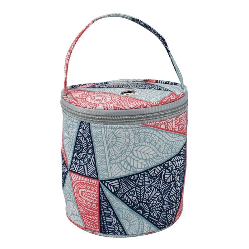 1PC Yarn Storage Bag Round Knitting Wool Yarn Bag Organizer Crochet Sewing Needles Handbag Weave Tool Craft Tote Blue Geometry