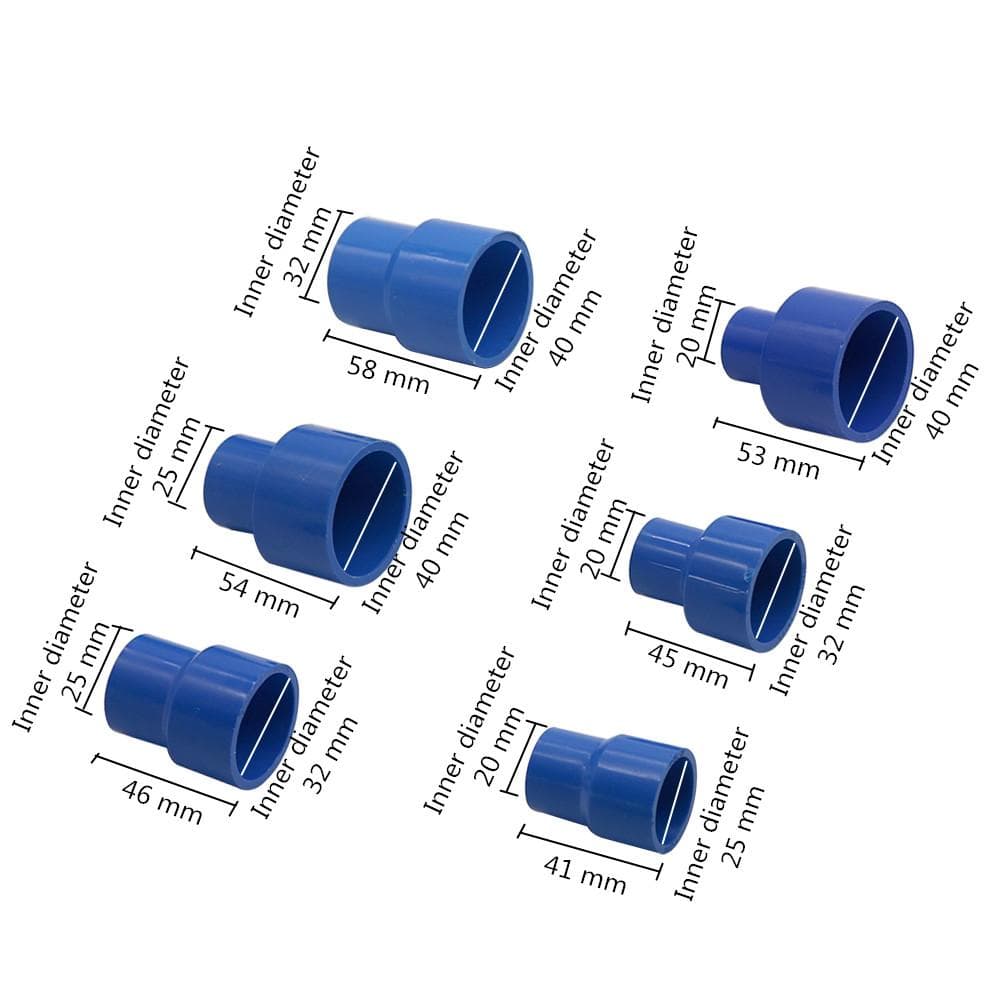 25 to 20mm 40to 32mm 40/32 to 20/25mm PVC Straight Reducing Connectors Pipe Reducer Adapter Irrigation Water Pipe Fittings 1Pc 40mm-20mm blue
