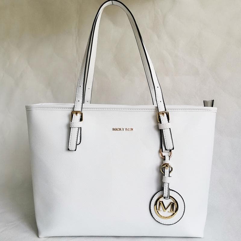 Women's Trendy Bags: Popular European & American Fashion Shoulder Handbags in Cross-Grain Leather white