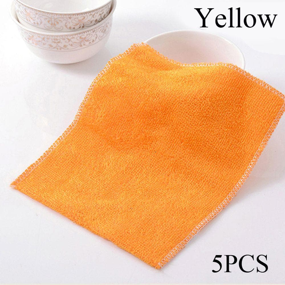 1/5PCS Bamboo Fiber Cleaning Rags Anti-grease Scouring Pad Magic Kitchen Dish Cloth Washing Towel Household Accessories