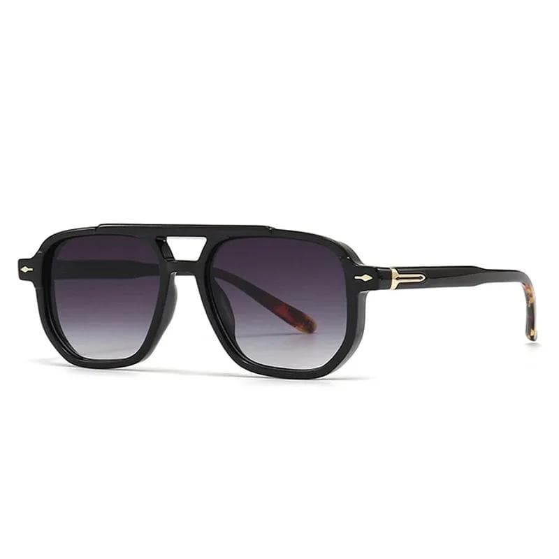 Vintage Double Bridges Square Sunglasses Clear Ocean Lens UV400 Protection Unisex Fashion Rivets Trendy Eyewear