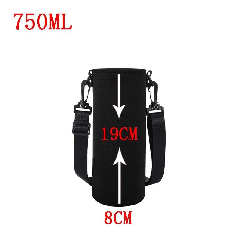 750ML/1500ML Sports Water Bottle Pouch Elastic And Portable Insulated Thermos Cup Cover Sleeve Cover Bottle Cup Bag 750ml black