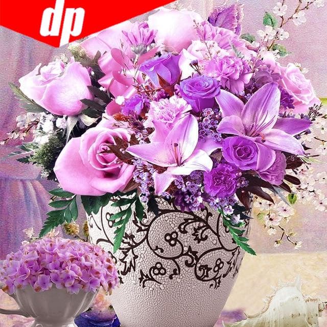 Round Rhinestone Diamond Embroidery Violet Flower 5d Diy Diamond Painting Handicraft Cross Stitch 30x30