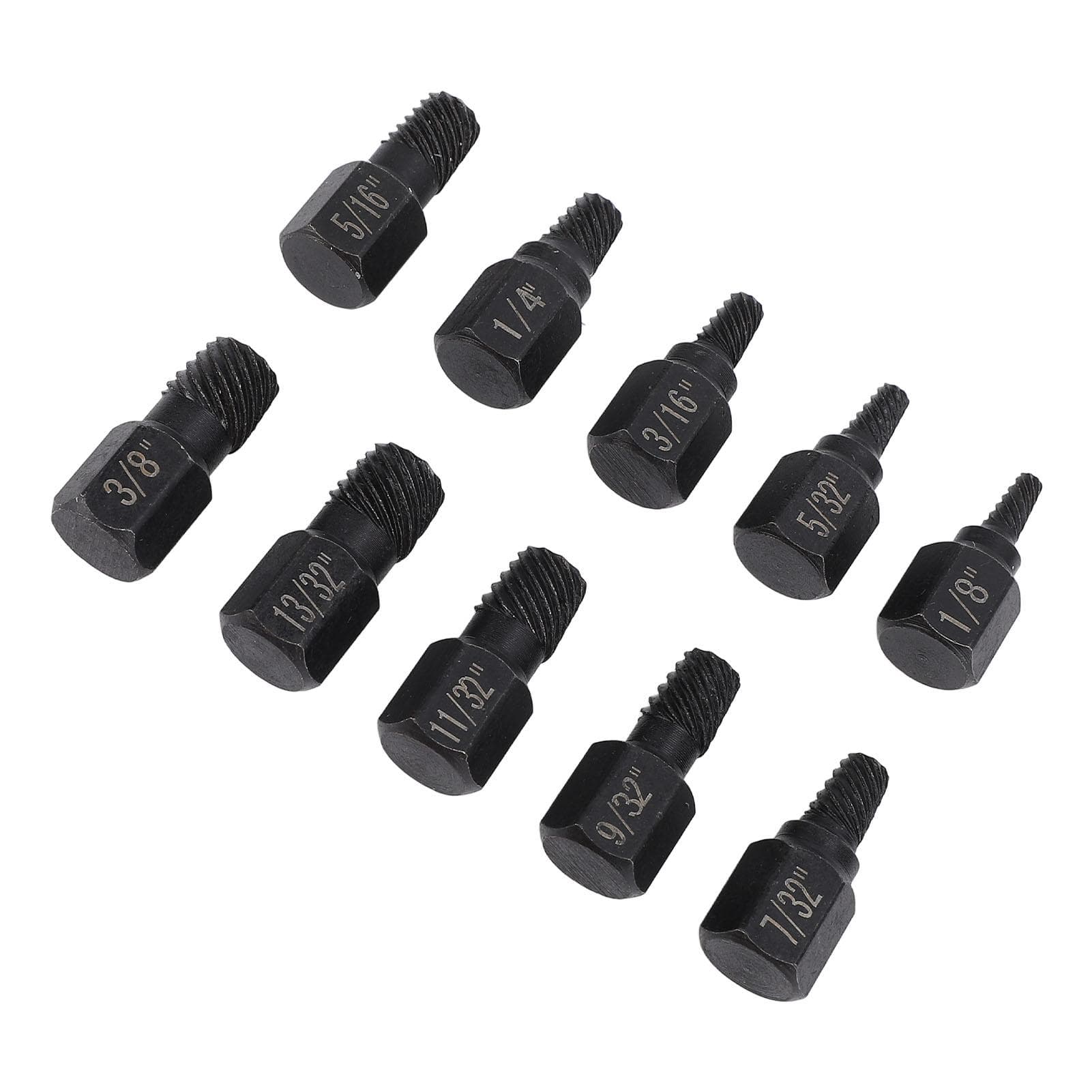 10Pcs Damaged Screw Extractor Set Cr V Steel 18in to 1332in Hex Bolt Extractor for