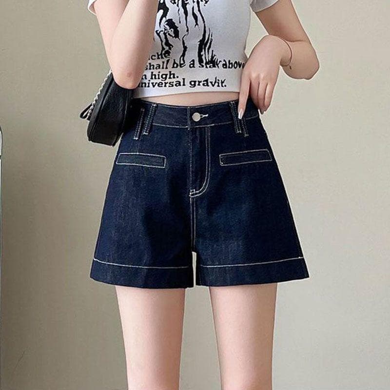 Denim Shorts for Women Thin Large Size Women's Summer Loose Straight High Waist Design Niche Pants 5XL