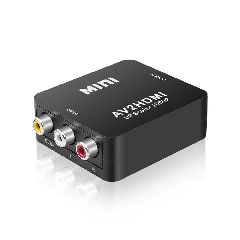 AV/RCA CVBS to HDMI-compatible Adapter 1080P Video Converter Mini AV2HDMI-compatible Adapter Convertor Box for HDTV Projector black