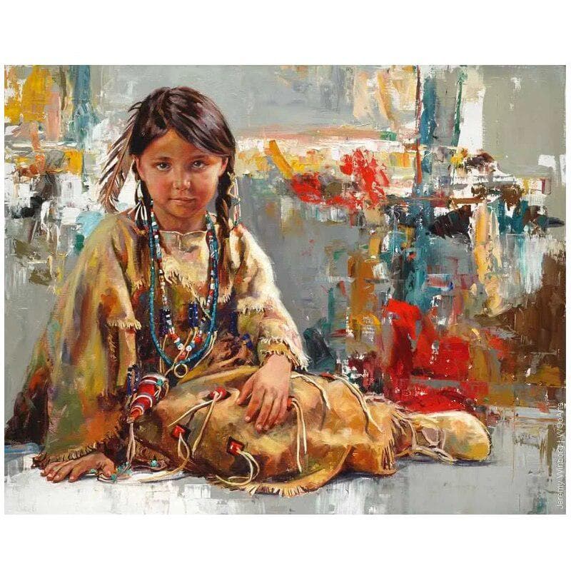 Diy Diamond Painting Cross Stitch Needlework Indian Children 5D Unfinished Diamond Embroidery 20X30CM