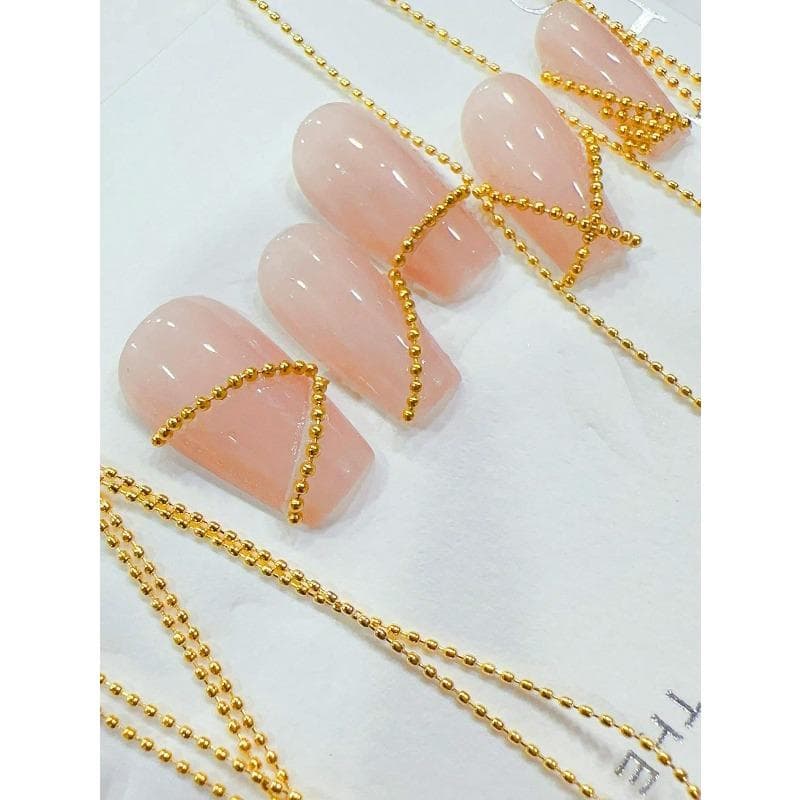 50cm Diy Nail Art Ultra-Thin 0.8mm Width Silver Gold Color Bead Chain, Nail Supplies Nails Nail Charms Nail Art Decor gold