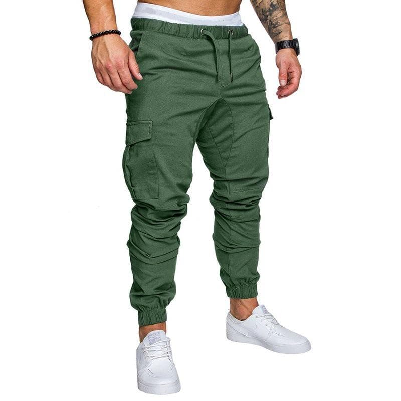 Men's Cargo Gym Joggers Sweatpants L army green