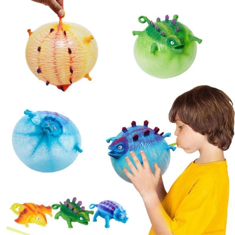 Kids Toy Funny Blowing Animals Toys Dinosaur Anxiety Stress Relief Inflatable Balloon Squeeze Ball dinosaur(1PC)