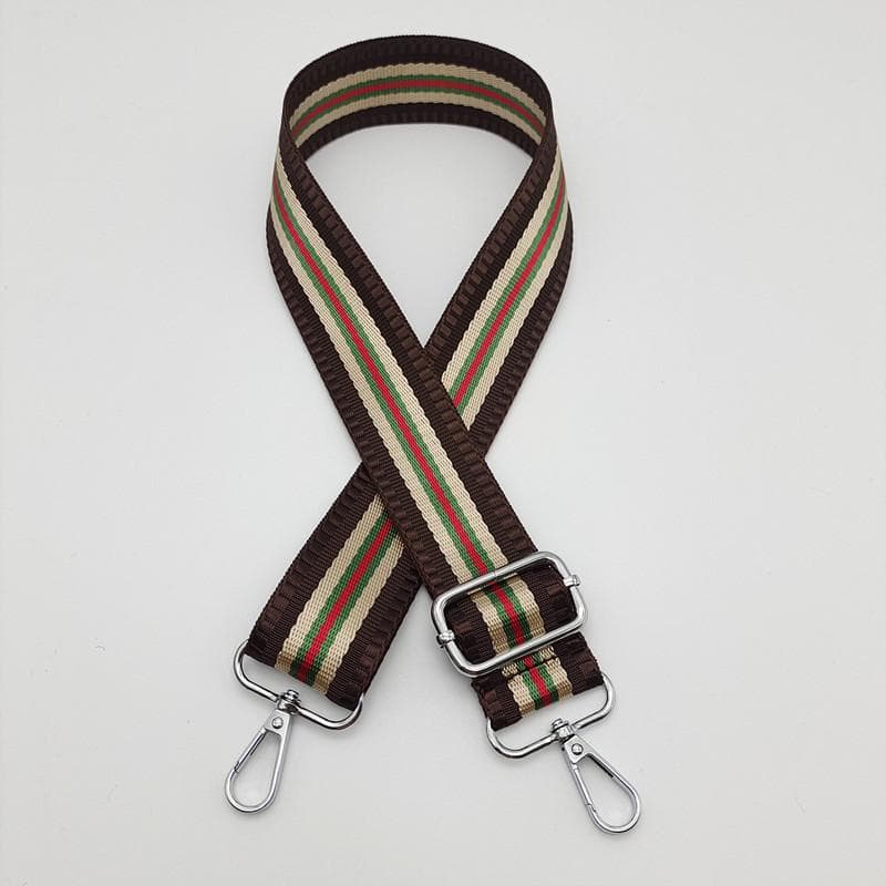 Adjustable Striped Canvas Crossbody Strap for Women's Bags