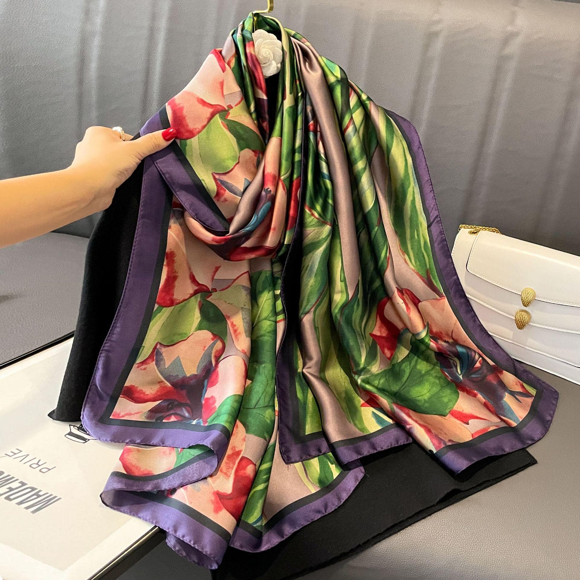 High-End Summer Silk Scarf - Long, Fashionable Sunscreen Shawl for Women 90x180