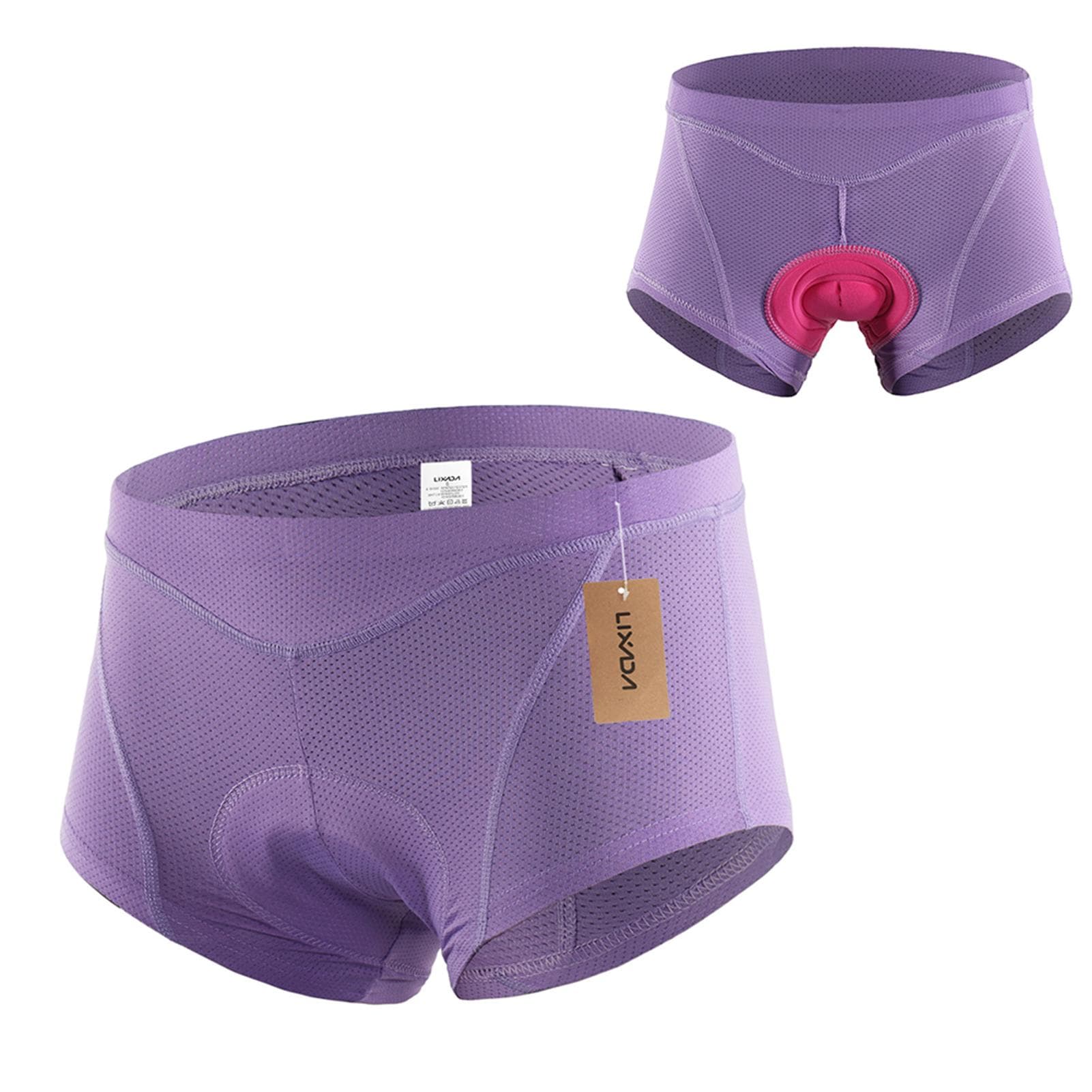 Lixada Women Bike Underwear 3D Gel Padded Bicycle Briefs MTB Cycling Biking Underwear Shorts XL purple