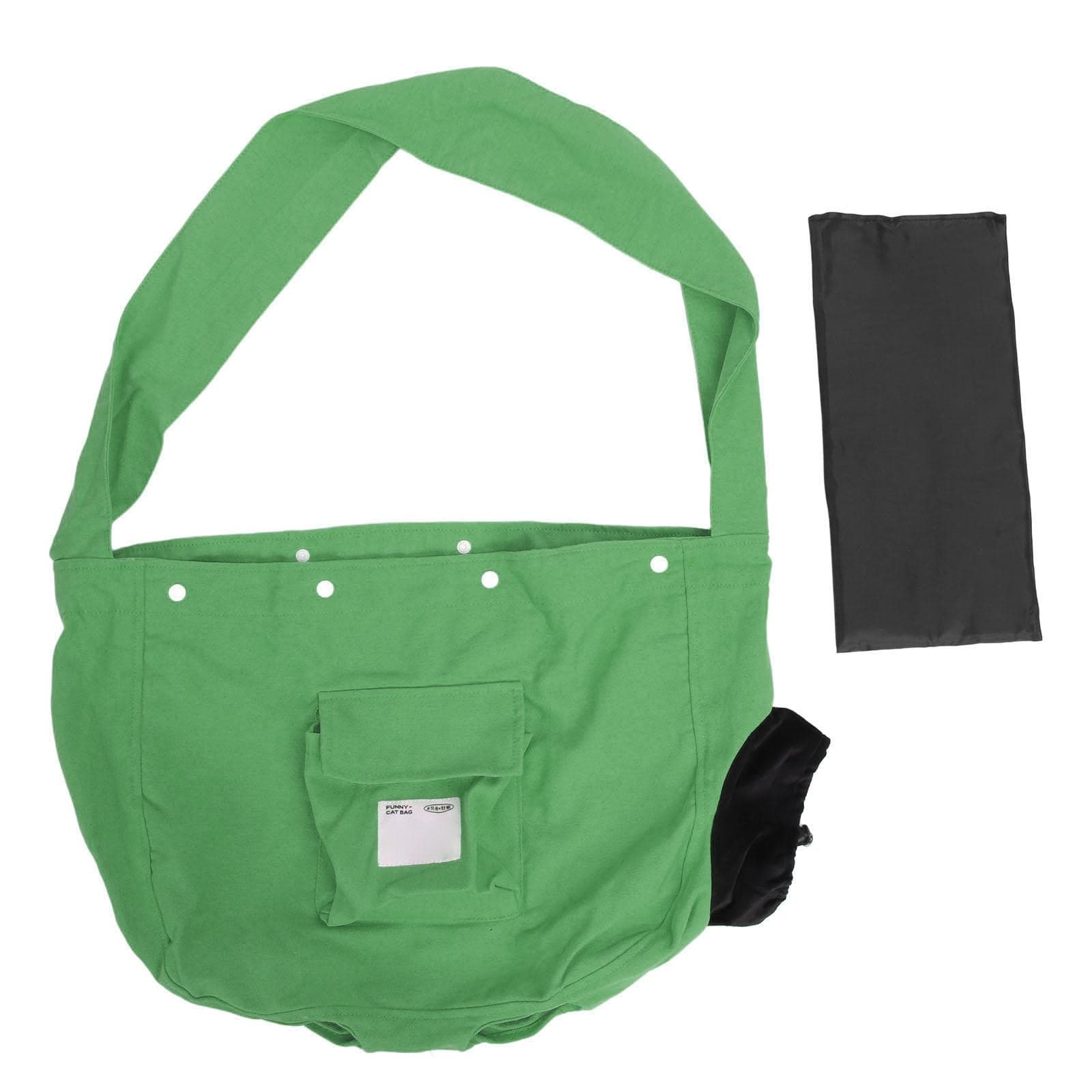 Cat Sling Carrier Breathable Large Capacity Pet Shoulder Messenger Bag Canvas Cat Dog Bag for green