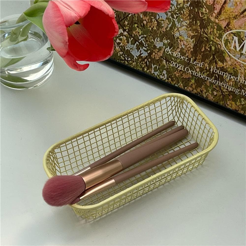 Desktop Storage Basket INS Metal Sundries Organizer Basket Photocard Case Office Stationery Home Supplies Make Up Sorting Holder yellow