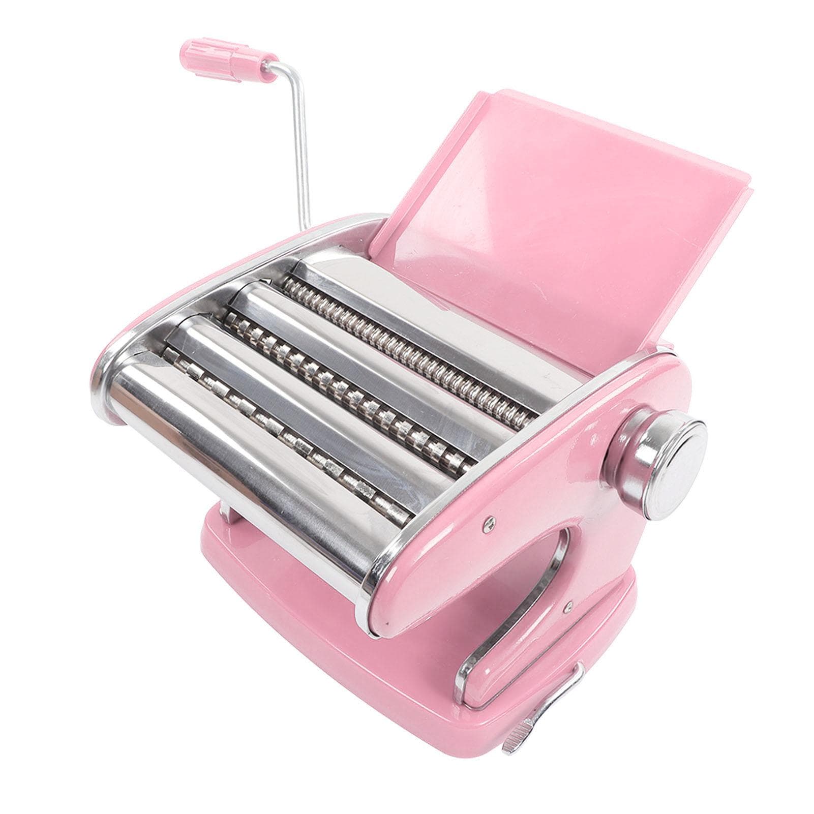 Noodles Maker Multifunction Hand Crank Pasta Machine for Lasagna Fettuccine Dumpling Wrapper Mint pink