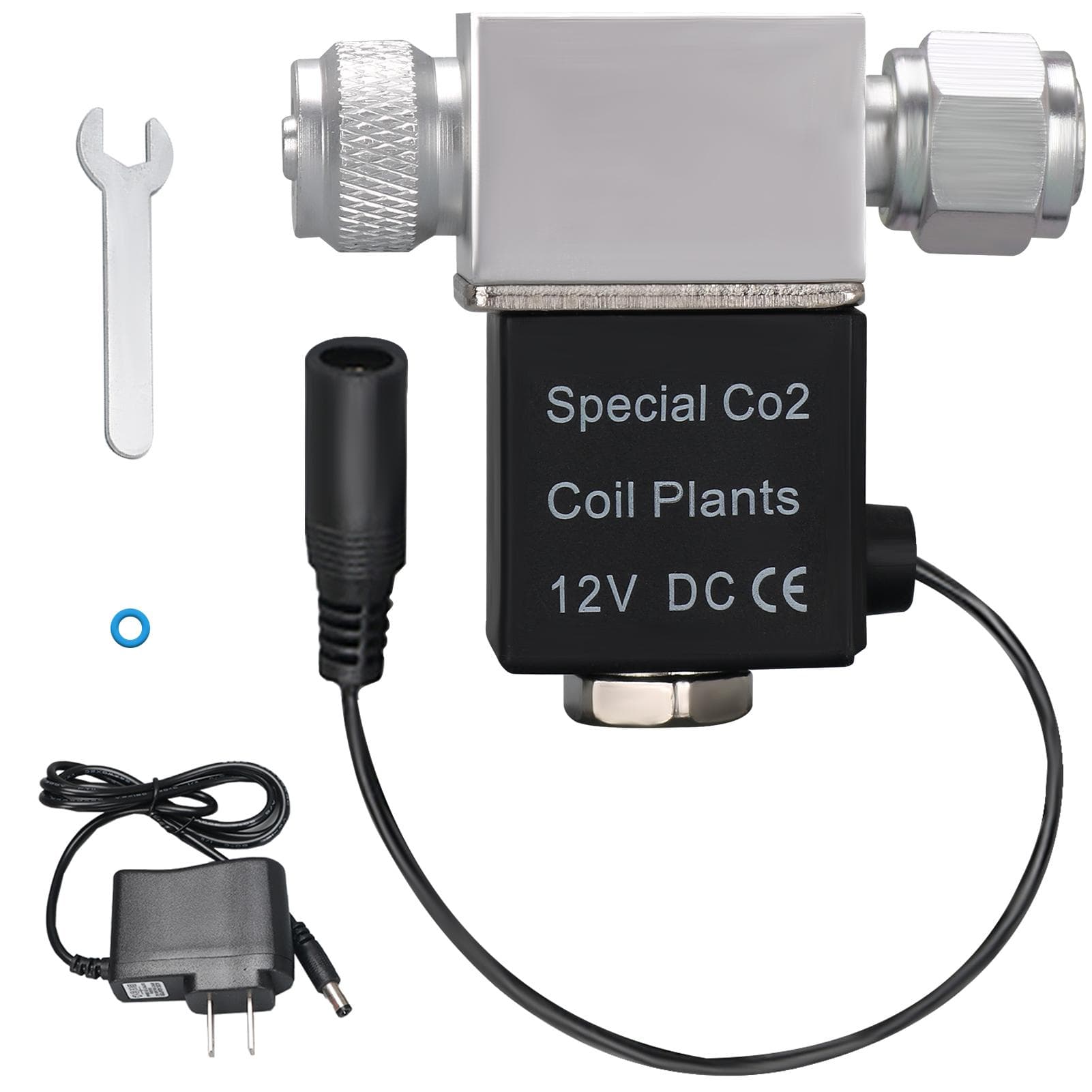 Solenoid Valve for Aquarium CO2 System Regulator DC 12V Output Connect M10*1 External Thread Single Single Head-US plug