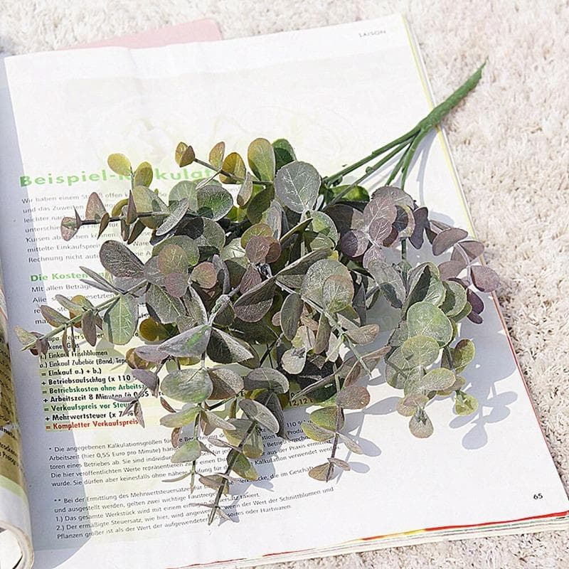 Artificial Plastic Plants Leaves Green Eucalyptus Branches Home Decoration Fake Flowers purple