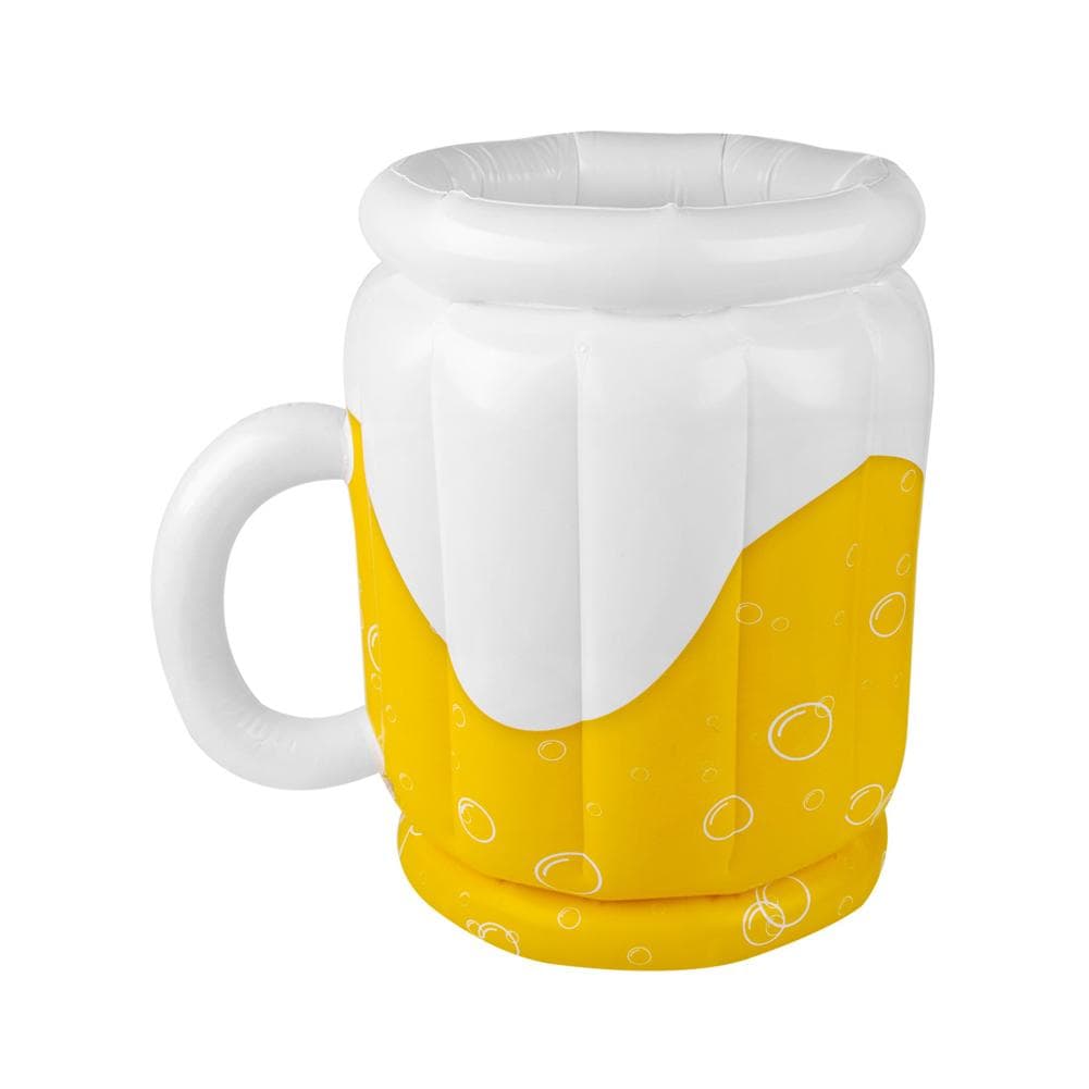 PVC Inflatable Cooler Party Beer Drinks Ice Bucket for Outdoor Camping Barbecue Pool Beach Party white/yellow