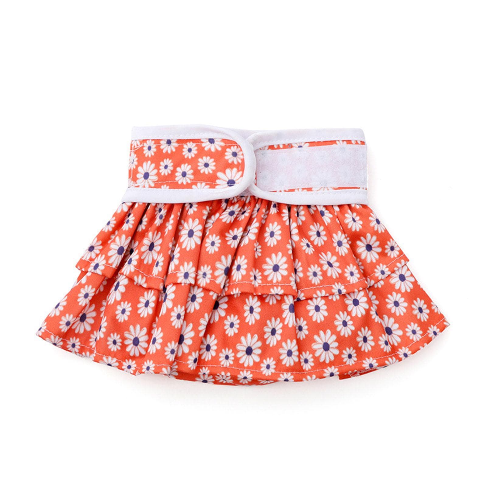 Pet Physiological Pant Polyester Fibre Adjustable Washable Dog Sanitary Panty for Home Orange Daisy S(for 2-4kg)