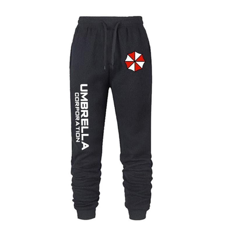 Men Fashion Resident Evil Print Trousers Umbrella Spring Autumn Fleece Sweatpants Unisex Long Pants Casual Sports Trousers S black