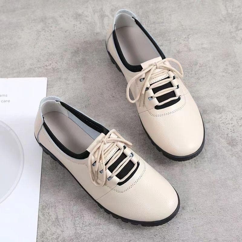 Ladies' New Fashionable and Versatile Loafers with Soft Soles for All Seasons, Spring and Autumn Casual Leather Shoes 40