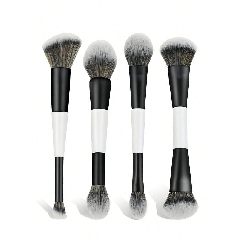 4pcs Double-Ended Makeup Brush Set Multi-Functional Foundation, Blush, Powder, Highlighter, Contour And Concealer Brushes For Women Makeup Brush Kit 4pcs