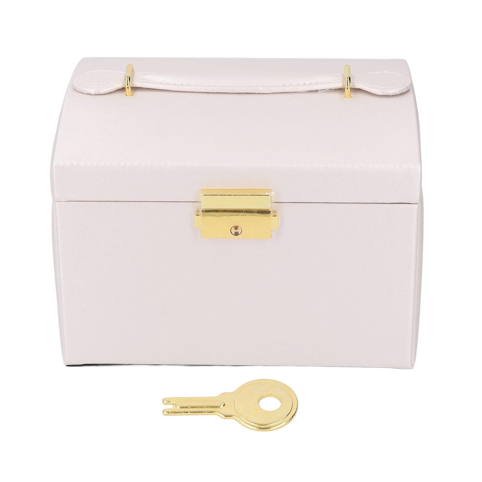 3 Layers Large PU Leather Lockable Jewelry Organizer Storage Case with 2 Drawers Jewelry Box for