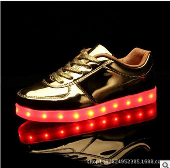Colorful LED Light-Up Low-Top Sneakers - Casual Korean Style for Men’s Dance and Sports 25 gold