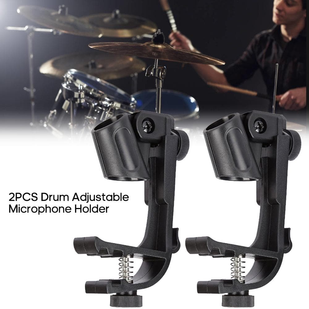 2Pcs Drum Microphone Clips Drum Adjustable Microphone Holder Drum Hoop Rim Mount Shock Mount 2Pcs