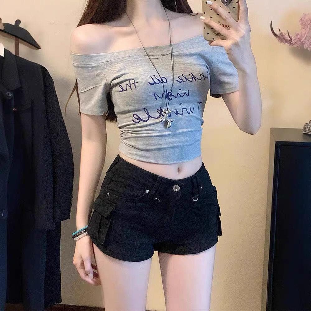 Retro Black Workwear Denim Shorts for Women In Summer Slim Hip Pants XXL