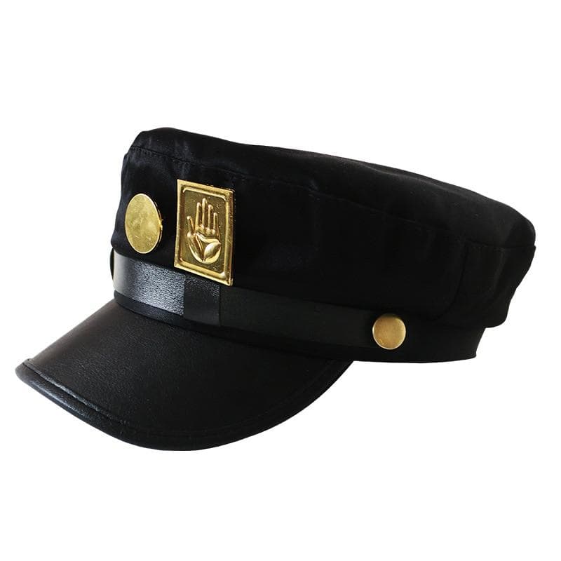JoJo's Bizarre Adventure Kujo Jotaro Cosplay Cap Unisex Adult Metal Badge Hat Prop black